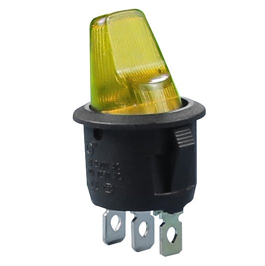 Переключатель KCD1-5-101NH 3с 12в жёлтый (777T)
